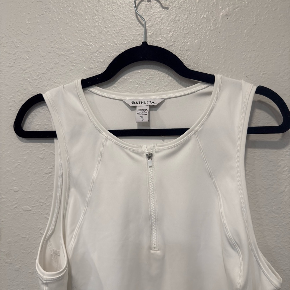 Athleta Ace Tennis Dress Womens White 1/4 Zip Sleeveless Athletic - Picture 7 of 7